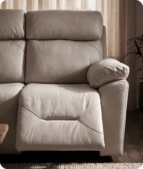 Milano Genuine Leather Light Grey Electric Power Recliner 2 Seater Sofa