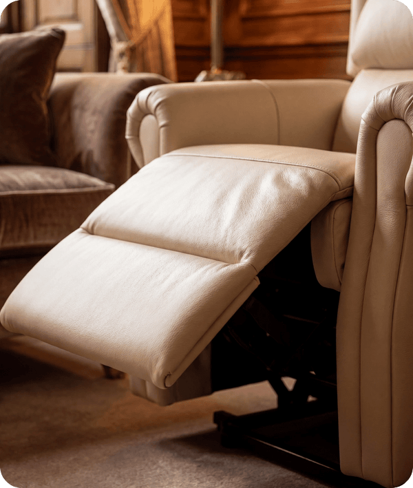 Cambridge Genuine Leather Cream Rise & Recline Mobility Chair