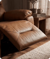 Milano Genuine Leather Caramel Electric Power Recliner Armchair