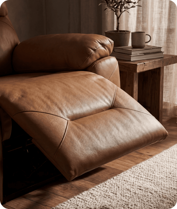 Milano Genuine Leather Caramel Electric Power Recliner Armchair