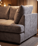 Mayfair Grey Fabric U Shape High Back Corner Sofa + Footstool