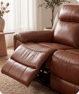 Leo Genuine Leather Tan Electric Power Recliner 2 Seater