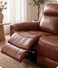 Leo Genuine Leather Tan Electric Power Recliner 2 Seater