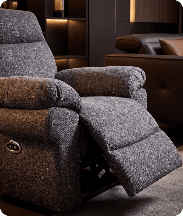 Lunaro Grey Fabric Electric Recliner Armchair