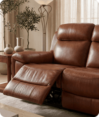 Leo Genuine Leather Tan Electric Power Recliner 3 Seater