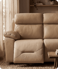 Milano Genuine Leather Cream Electric Power Recliner 3 Seater Sofa