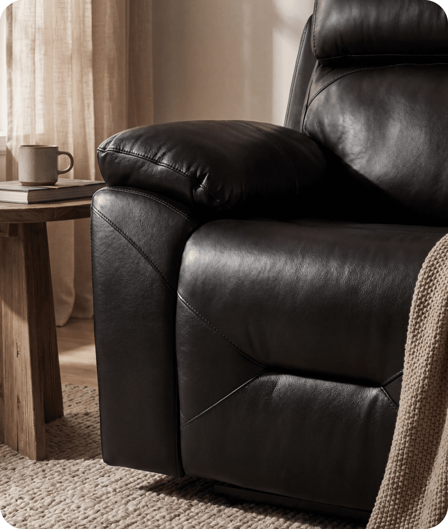 Milano Genuine Leather Black Electric Power Recliner 2 Seater Sofa