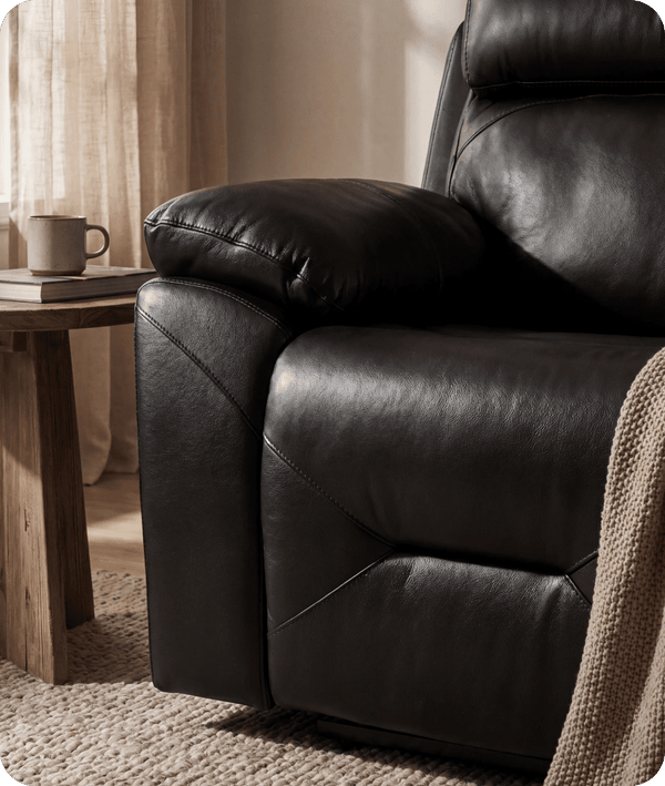 Milano Genuine Leather Black Electric Power Recliner 2 Seater Sofa