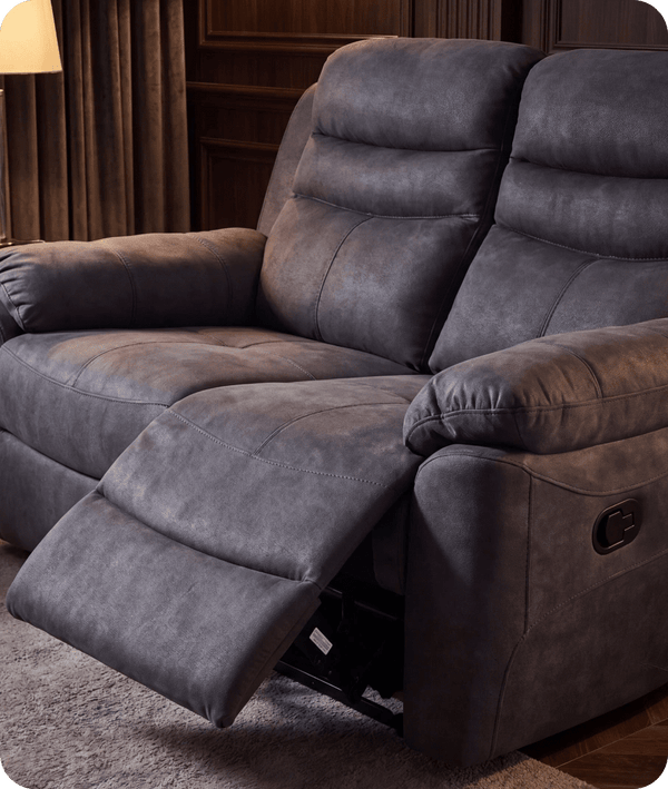 Bristol Grey Fabric Manual Recliner 2 Seater Sofa
