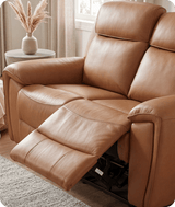 Leo Genuine Leather Caramel Electric Power Recliner 2 Seater Sofa