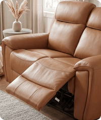 Leo Genuine Leather Caramel Electric Power Recliner 2 Seater Sofa