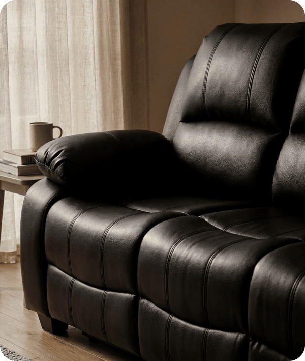 Veloura Black Leather 3 Seater Sofa