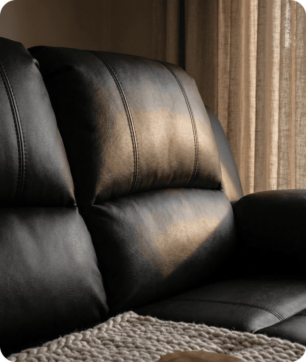 Veloura Black Leather 2 Seater Sofa