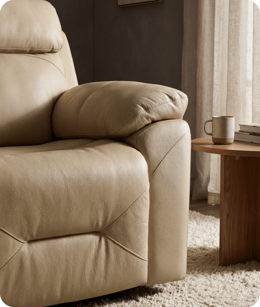 Milano Cream Leather Power Recliner Armchair