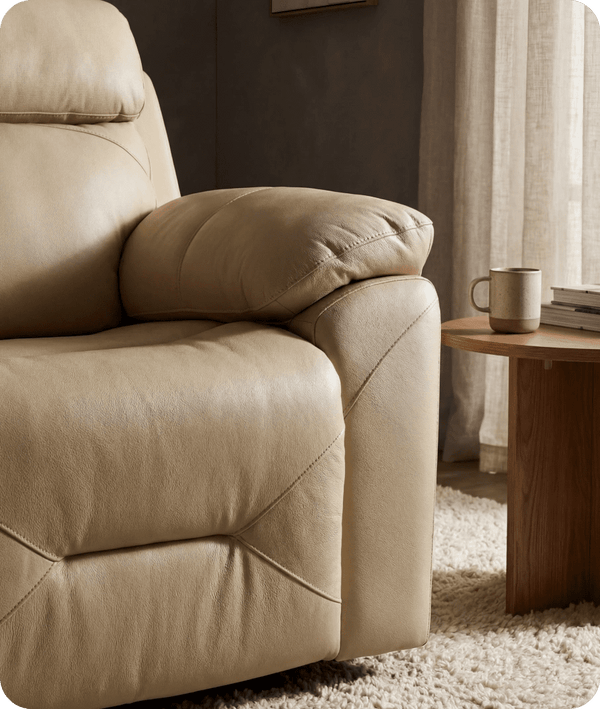 Milano Cream Leather Power Recliner Armchair