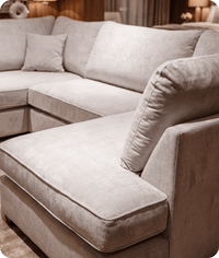 Mayfair Silver  Fabric U Shape High Back Corner Sofa + Footstool