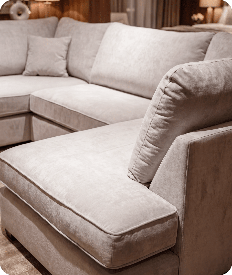 Mayfair Silver  Fabric U Shape High Back Corner Sofa + Footstool