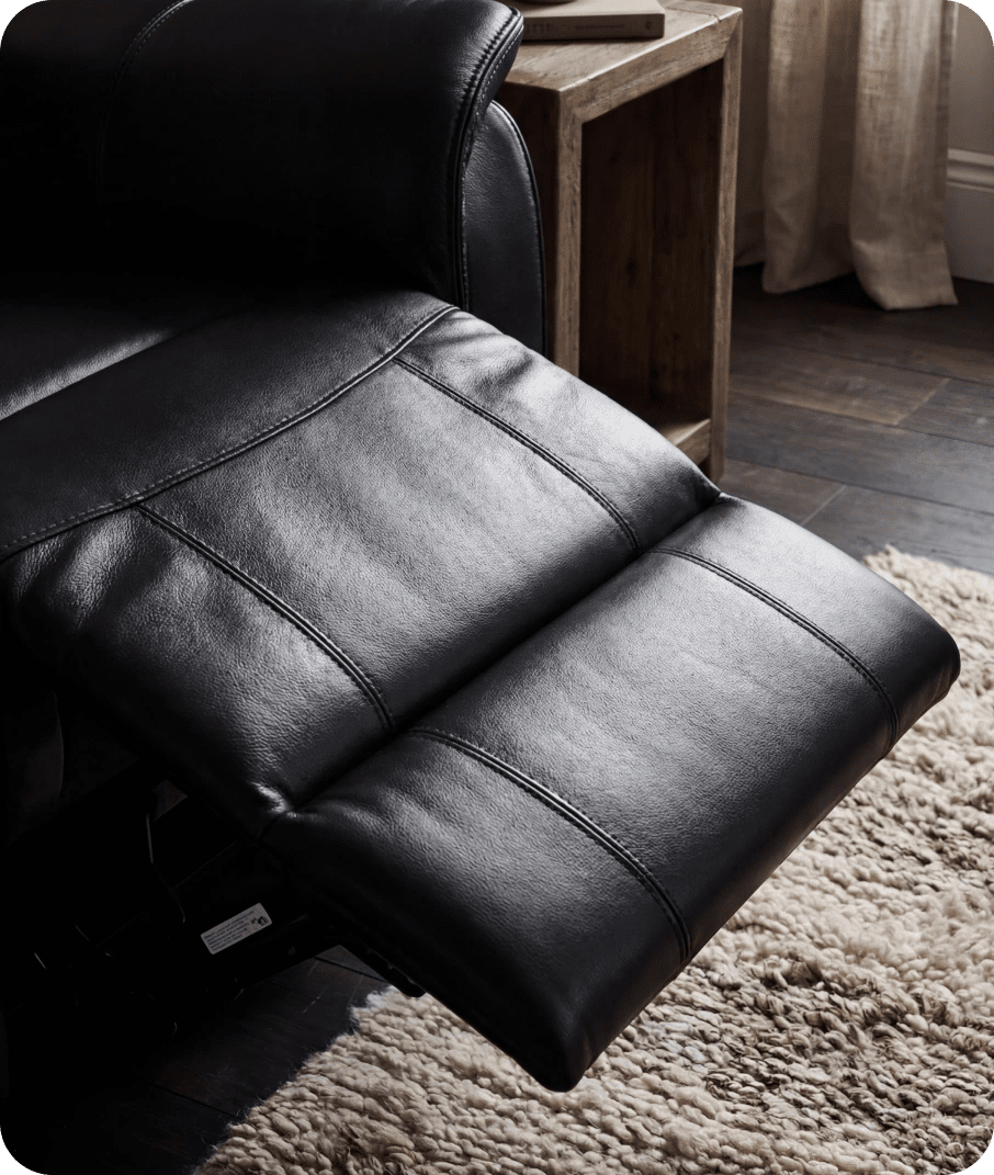 Martini Genuine Leather Black Electric Power Recliner 2 Seater Sofa