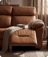 Milano Genuine Leather Caramel Electric Power Recliner 3 Seater Sofa