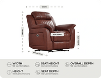 Martini Tan Leather Electric Recliner Armchair measurement