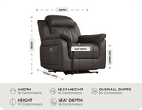 Martini Genuine Leather Grey Electric Power Recliner Armchair measurement