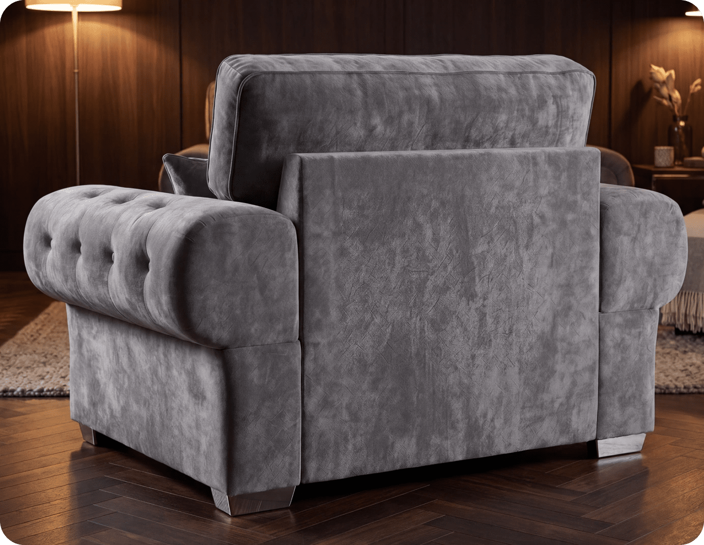 Florence High Back Grey Fabric Armchair
