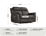 Martini Genuine Leather Grey Electric Power Recliner 2 Seater Sofa measurement