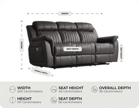 Martini Genuine Leather Grey Electric Power Recliner 3 Seater Sofa measurement 