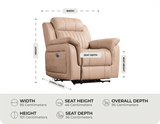 Martini Cream Leather Power Recliner Armchair measurement 