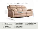 Martini Genuine Leather Cream Electric Power Recliner 3 Seater Sofa measurement