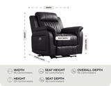 Martini Genuine Leather Black Electric Power Recliner Armchair measurement 