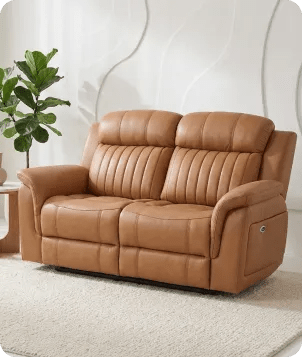 Martini Genuine Leather Caramel Electric Power Recliner 2 Seater Sofa