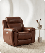 Leo Tan Genuine Leather Armchair with Electric Power Recliner