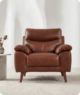Ascot Genuine Leather Tan Armchair - Sofa-Direct