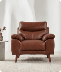 Ascot Genuine Leather Tan Armchair - Sofa-Direct