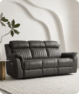 Martini Genuine Leather Grey Electric Power Recliner 3 Seater Sofa