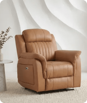 Martini Genuine Leather Caramel Electric Power Recliner Armchair