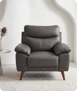 Ascot Genuine Leather Grey Armchair - Sofa-Direct