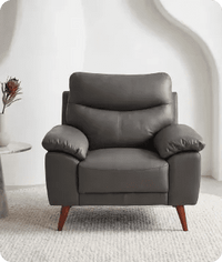Ascot Genuine Leather Grey Armchair - Sofa-Direct