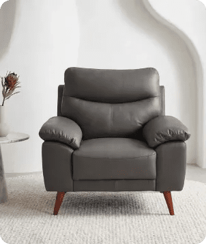 Ascot Genuine Leather Grey Armchair