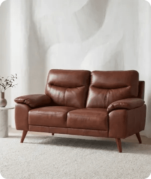 Ascot Genuine Leather Tan 2 Seater Sofa