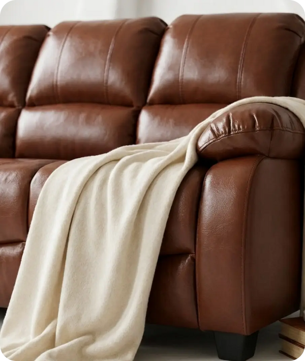 Veloura Tan Leather 3 Seater Sofa