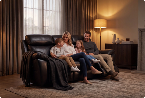 Torino Genuine Leather Black Electric Power Recliner 3 Seater