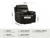 Milano Black Leather Electric Recliner Armchair measurement 