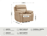 Milano Cream Leather Power Recliner Armchair measurement 
