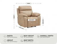Milano Cream Leather Power Recliner Armchair measurement 