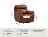 Milano Tan Power Recliner Armchair measurement