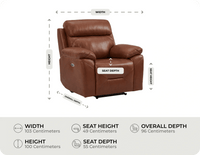 Milano Tan Power Recliner Armchair measurement