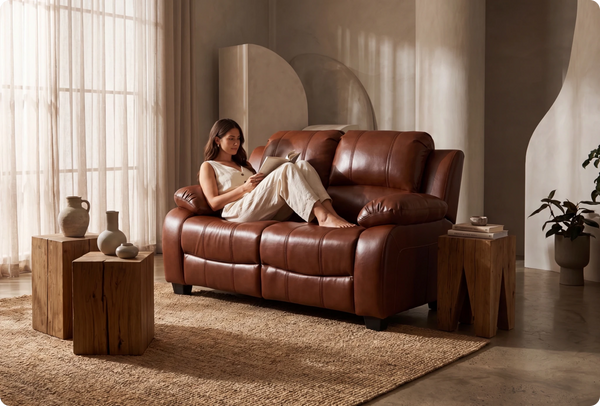 Veloura Tan Leather 2 Seater Sofa