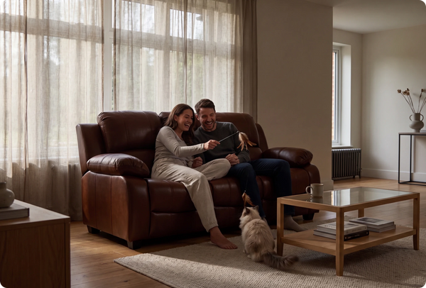 Veloura Tan Leather 3 Seater Sofa